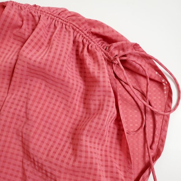 Gal Meets Glam Women Angelica Pleated Midi Dress 14 Pink Faux Wrap Shoulder Ties - Picture 6 of 11